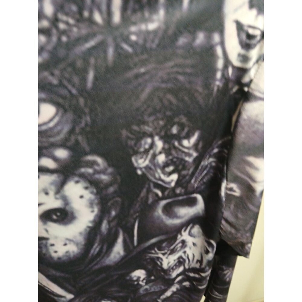 " HORROR HOODIE " UNISEX MEDIUM SIZE BLACK AND WHITE NYLON BLEND PULLOVER - Picture 11 of 14